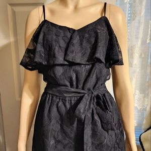 Guess "Francine" ruffled black lace romper Size small